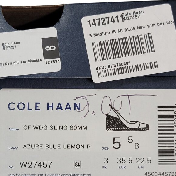 Cole Haan Slingback Espadrille Wedge Sandals 5.5 Multicolor Fabric - Picture 10 of 10